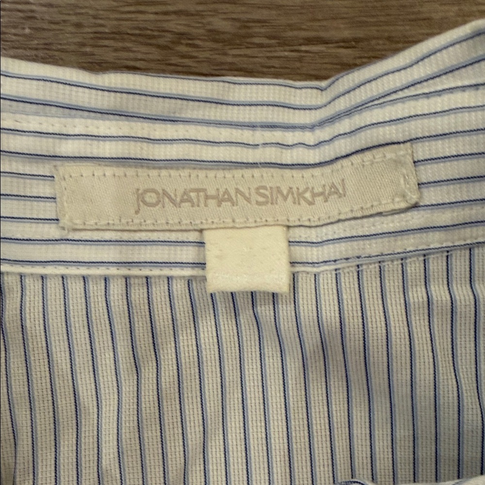 Jonathan Simkhai Blue and White Striped Cold Shoulder Blouse - Picture 2 of 6
